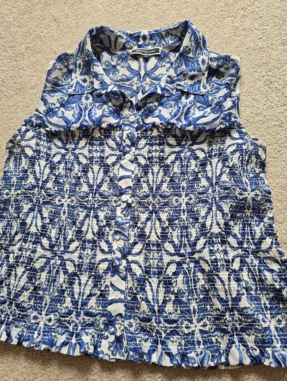 Melanie Lyne Smock Sleeveless Blouse Womens Size 18